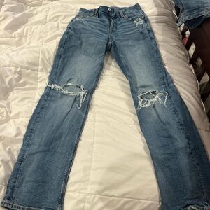 American Eagle Outfitters Light Blue Distressed Straight Leg Jeans